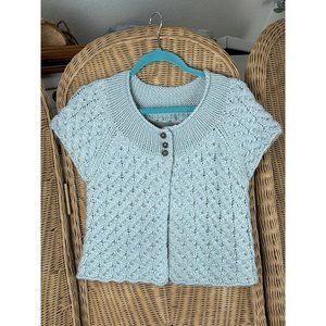 Aph Orism alpaca wool Crop top cape blue medium sweater
